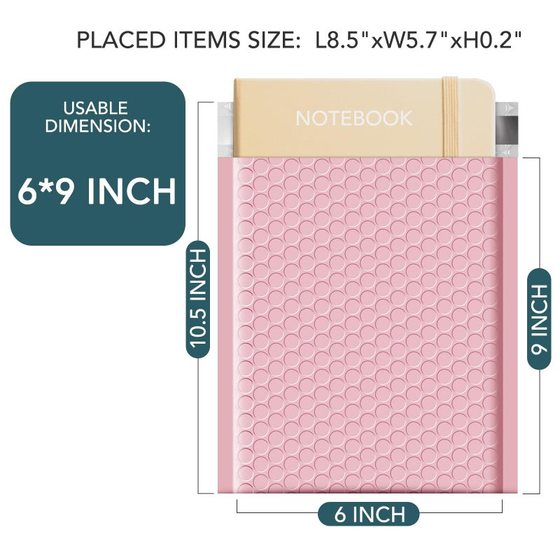 مترونيك METRONIC Bubble Mailers 6x10 "" 100 Pack وردي فاتح فقاعات ميلر مغلفات مبطنة مقاومة للماء ذاتية الغلق وسادة مغلفات بريدية مبطنة للشحن ماكياج المجوهرات البريدية - Image 2